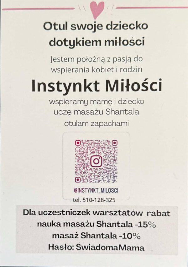 Rabat na naukę oraz na masaż Shantala