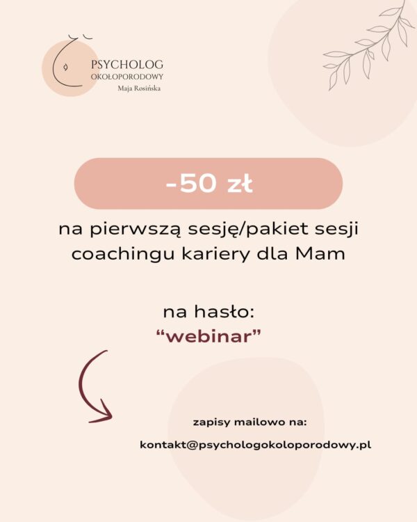 -50 zł na pierwszą sesję coachingu lub dowolny wybrany pakiet
