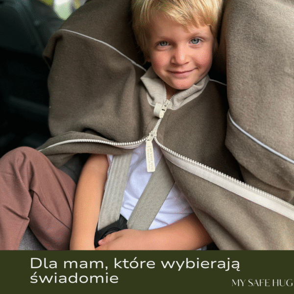 10% rabatu na Wełniane Ponczo samochodowe z rękawami PREMIUM Merino Wool MySafeHug 0–6 lat